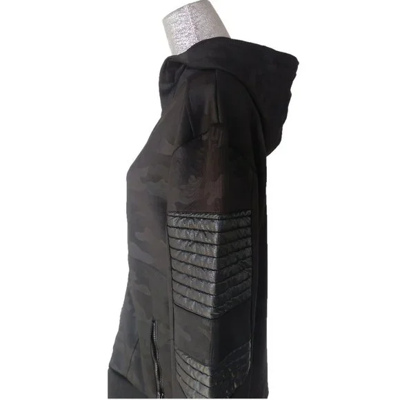 TRU LEGEND XL BLACK CAMO JACKET w HOOD FRONT ZIP Mens goth gothic witch